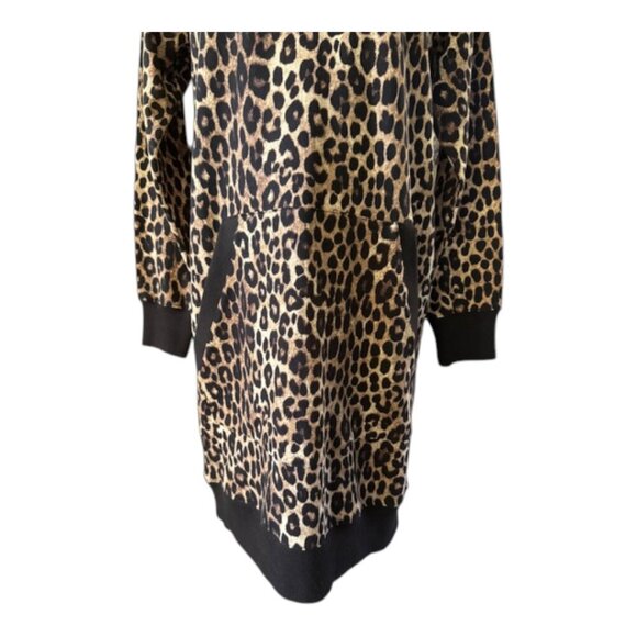 MICHAEL KORS NWT Women's Leopard Print Long Sleeve Cotton Terry Hoodie Dress Sml - Picture 9 of 16